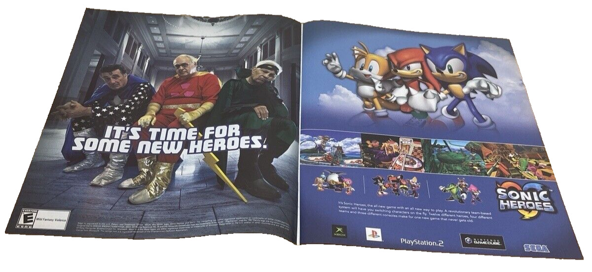 Sonic Heroes Gamecube PS2 Xbox 2003 Vintage Print Ad/Poster Official Promo Art