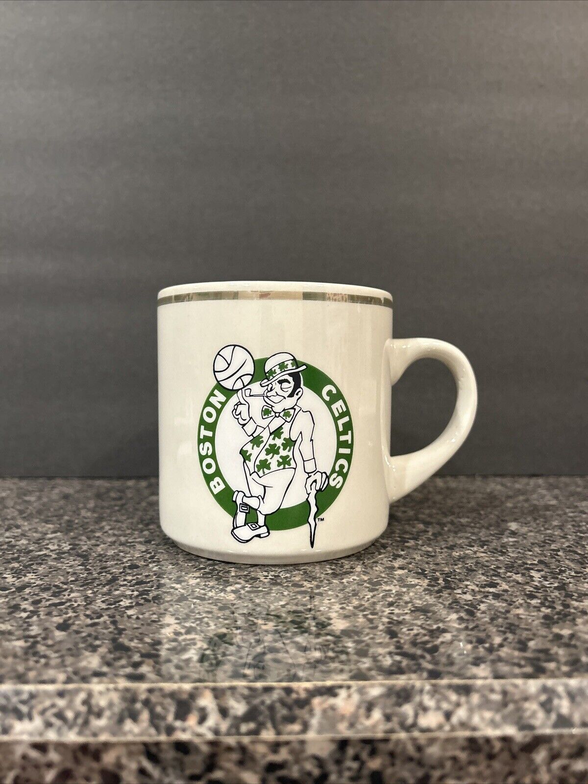 Vintage Boston Celtics Coffee Mug Gold Trim