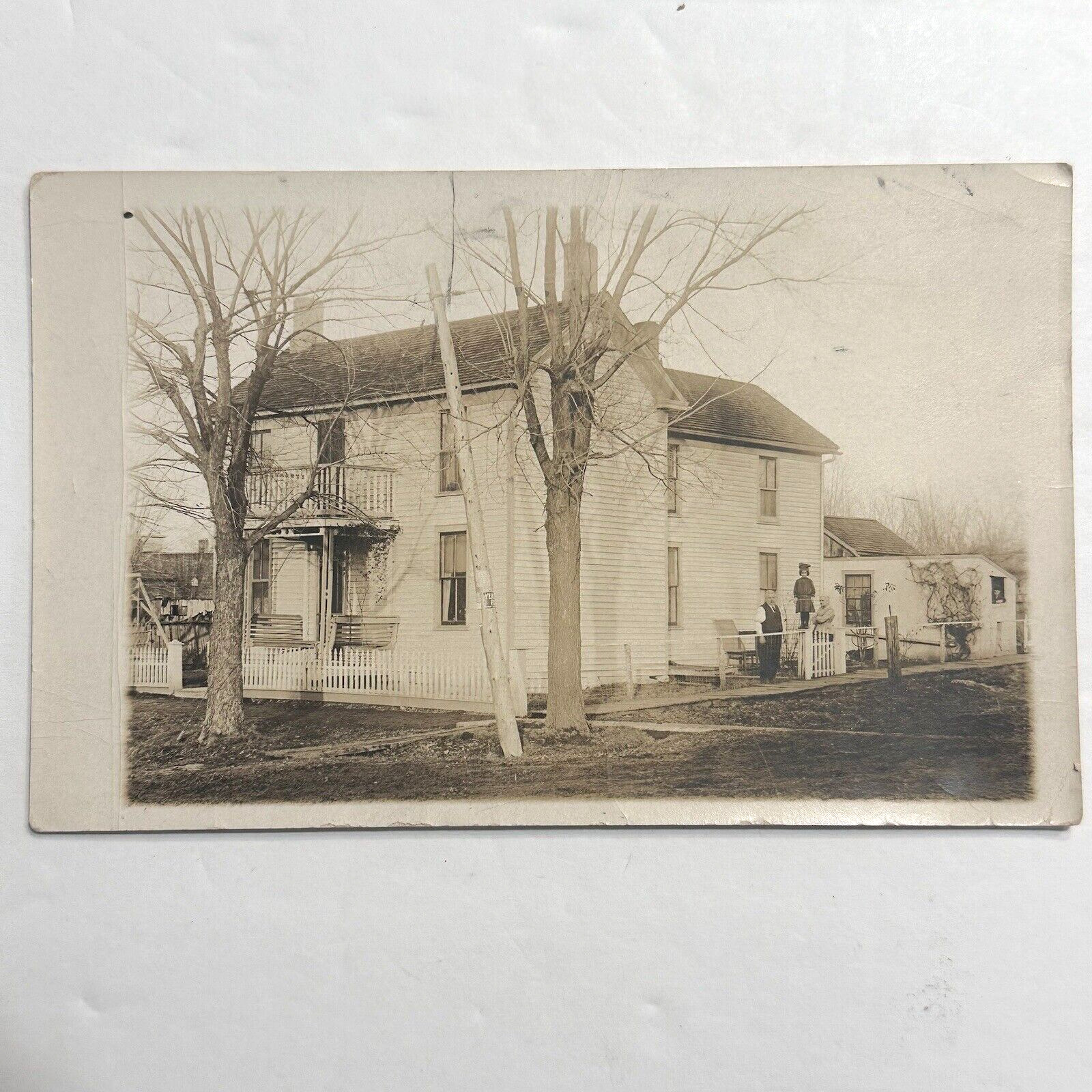 Antique 1915 Photo Postcard Family Home Girl On Post Puckett Pineville Missouri