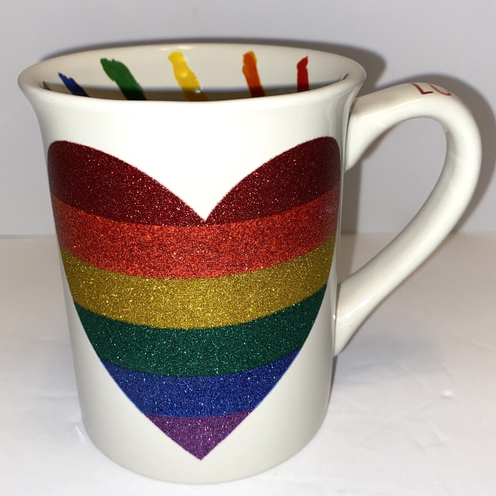 Rainbow Heart Ceramic Mug Sheffield Homes  Large 16 oz  PRIDE 🌈