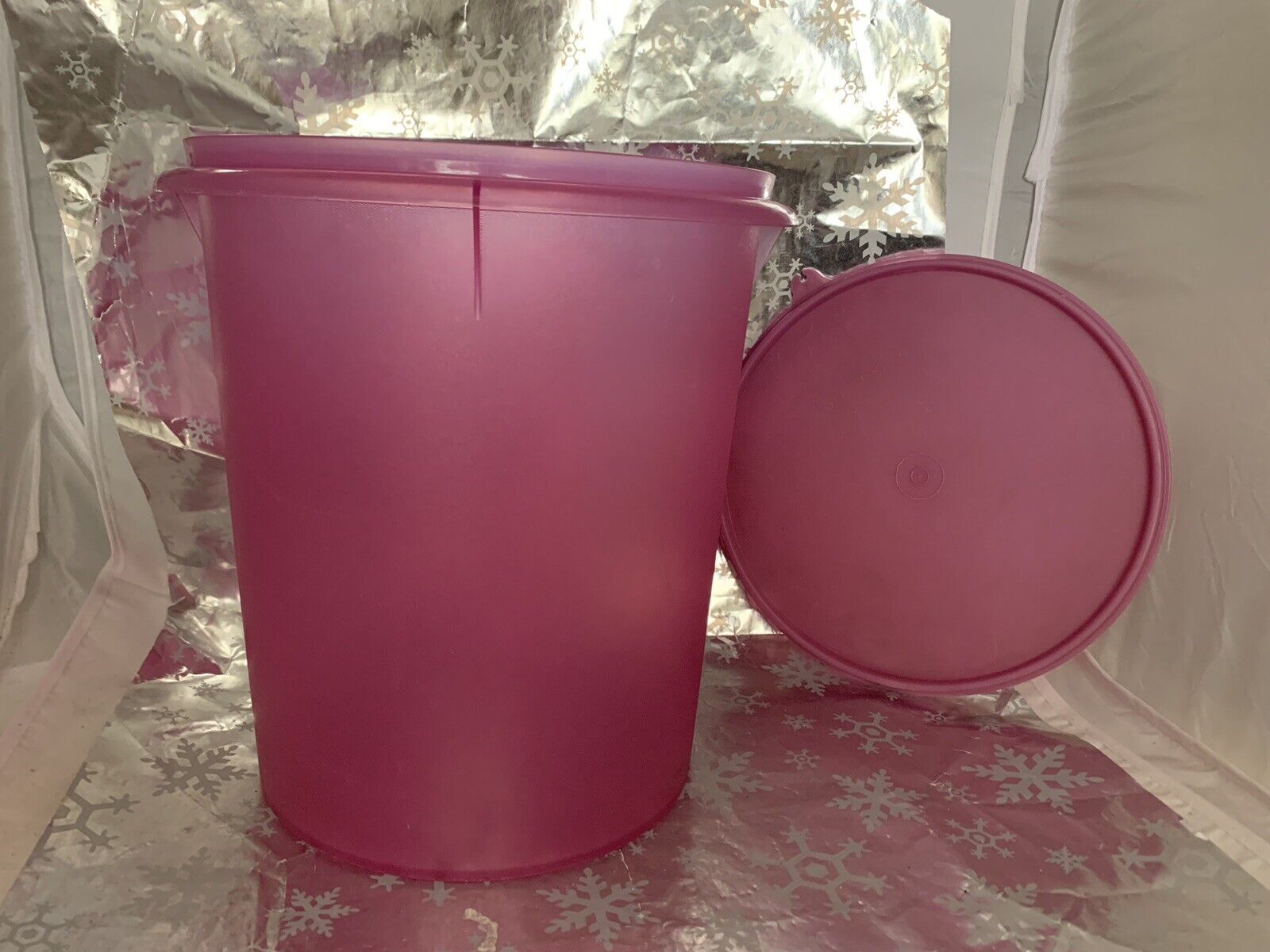 ❤️Tupperware Vintage Fuchsia Pink 9 Quart Storage Canister + Lid Extra Large EUC