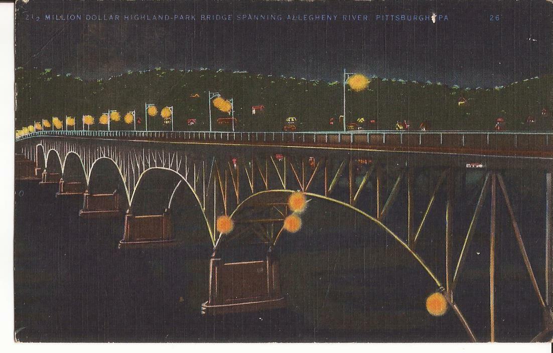 Pittsburgh Pennsylvania Million Dollar Bridge Allegheny River Vtg Postcard B27