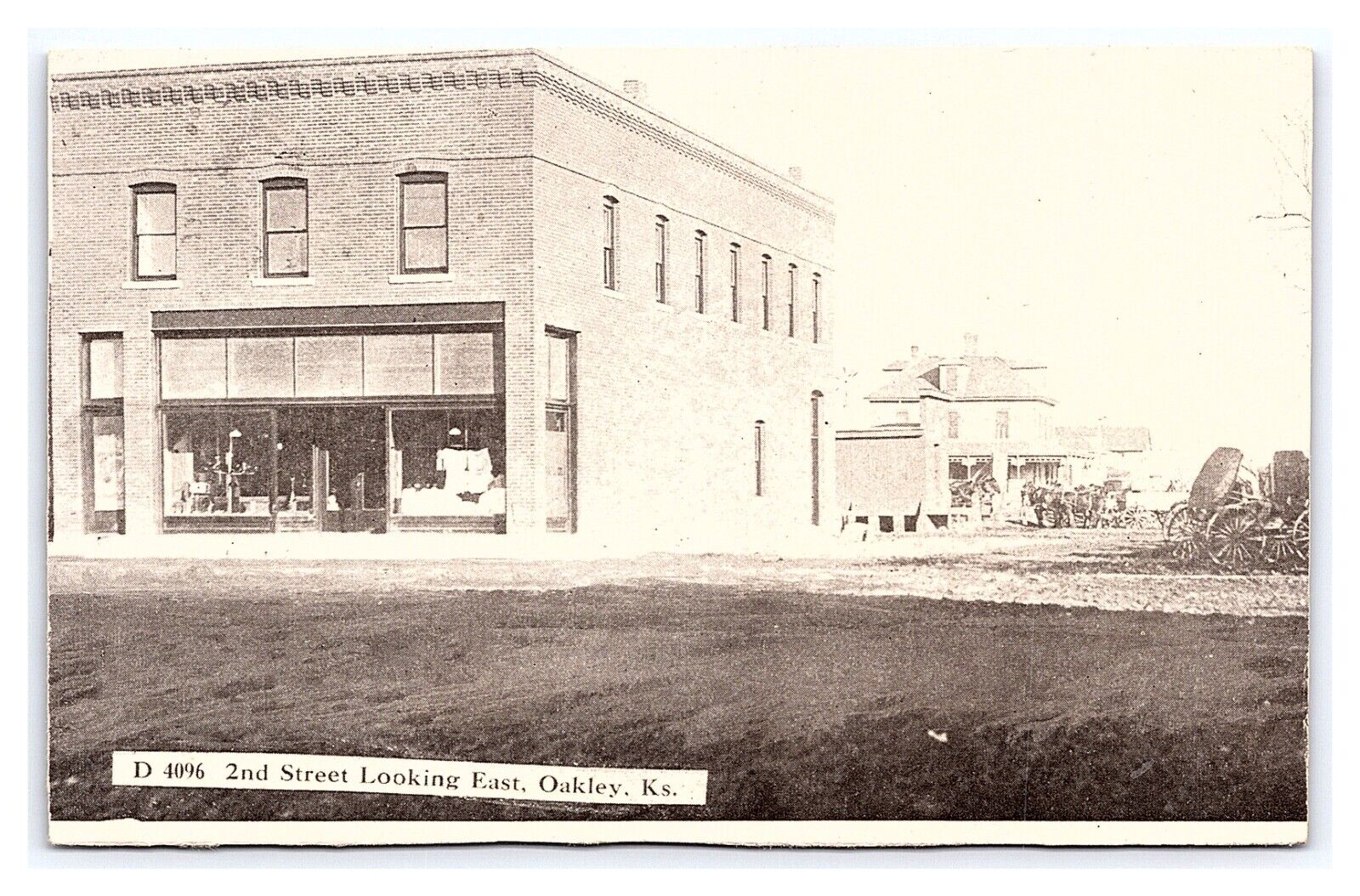 Postcard 2nd Street Looking East Oakley Ks. Kansas c1909 Postmark