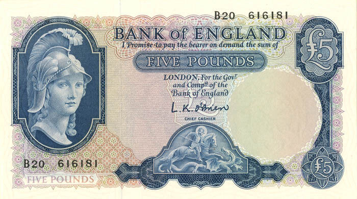 Great Britain - 5 Pounds - P-371 - 1957-67 dated Foreign Paper Money - Paper Mon