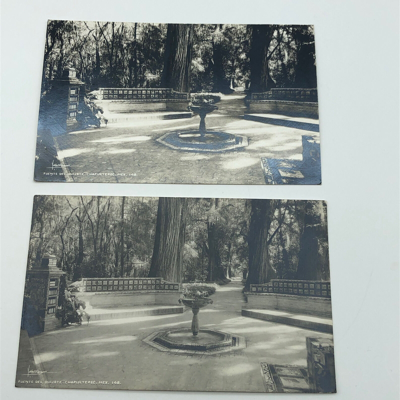 Vintage RPPC real photo postcard Lot of 2 fountain 