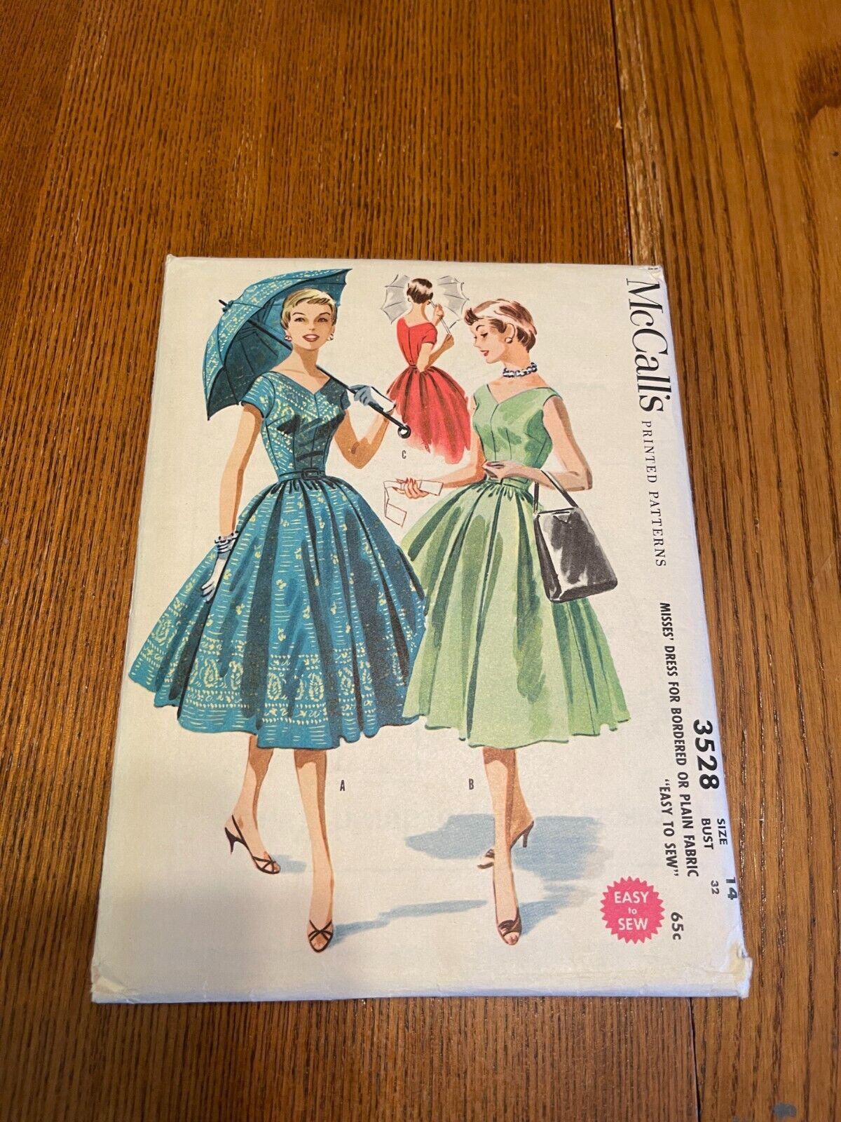 VTG 1955 McCALL\'S  V Neck Nipped Waist Bouffant Dress