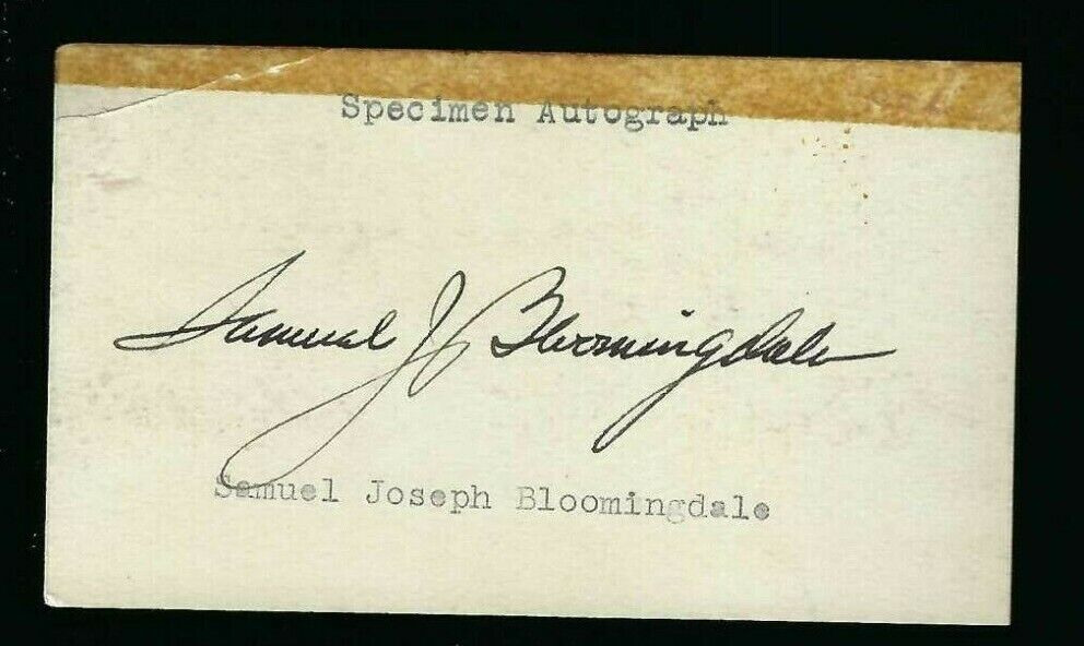 Samuel Joseph Bloomingdale signed card heir to Bloomingdales Dept Store