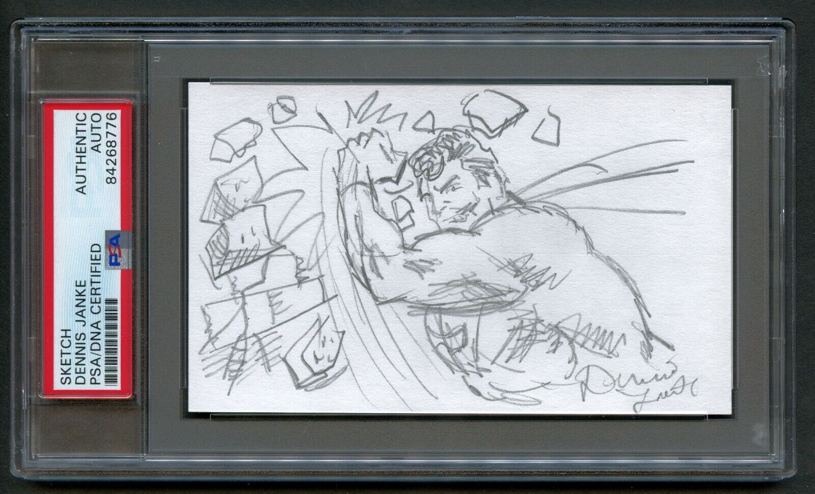 Dennis Janke signed autograph auto 3x5 w/ Original Superman Sketch PSA Slabbed