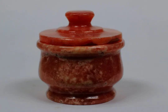 Rare Red Alabaster Jewelry Holder, Candle or Flowers holder