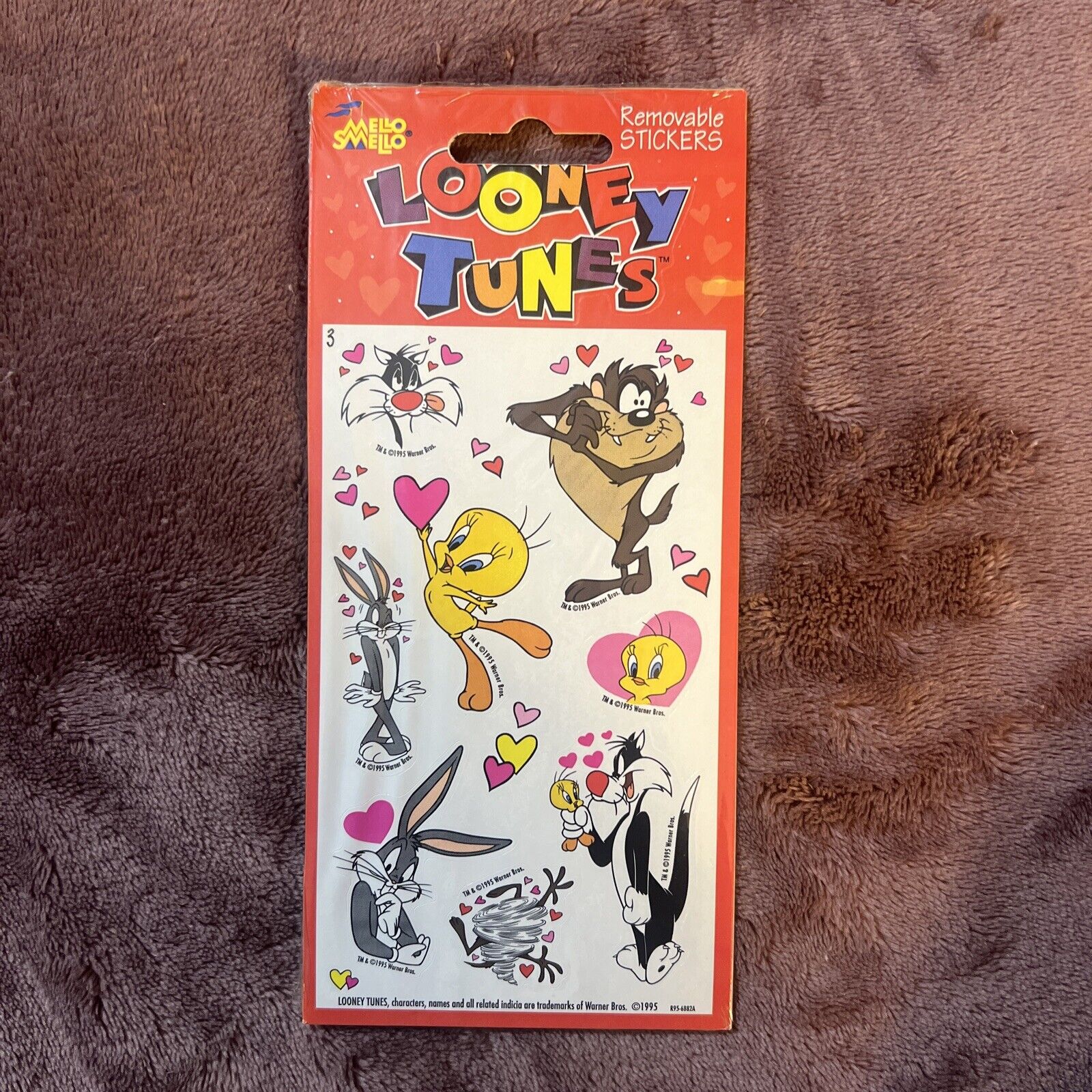 Vintage 1995 Looney Tunes Tweety Valentine\'s Day Heart Love Stickers New Sealed