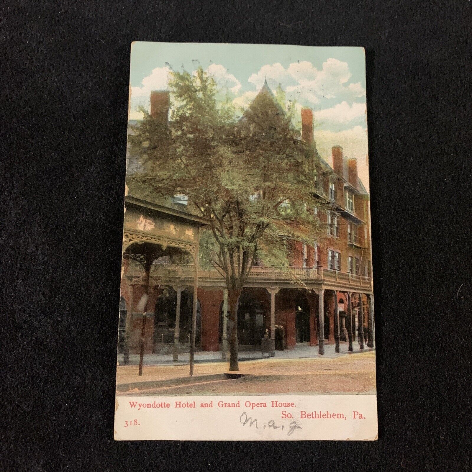 Postcard Wyandotte Hotel & Grand Opera House in South Bethlehem, PA c1910
