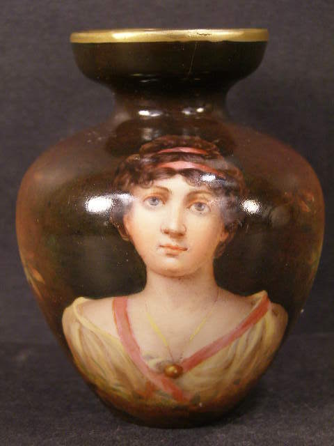 19c Victorian Porcelain Portrait Plaque HAND PAINTED Vase Royal Schwarzburg KPM~