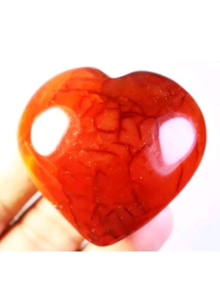 Carnelian Agate Heart Stone Crystal Quartz Metaphysical Orange Red Sunset