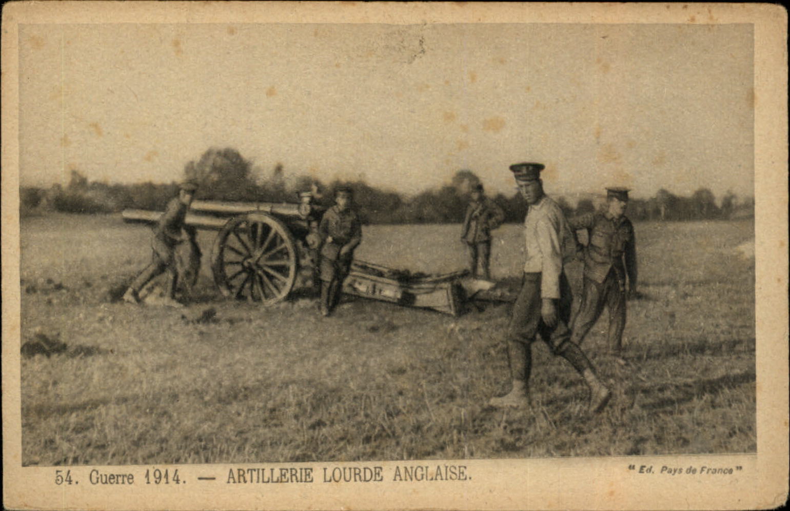 WWI British heavy artillery 1914 French postcard