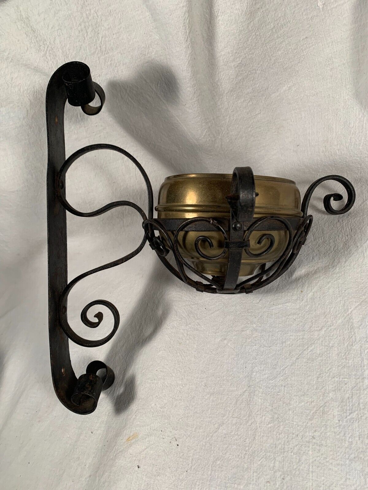 Antique fancy Victorian OIL Lamp Wall Bracket Sconce w Font Cup for Tiny Miller