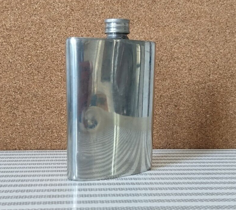 Lunt Silversmiths Pewter Flask Vintage Made in England Antique Metal UK