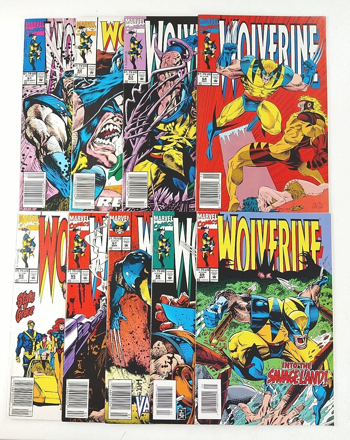 Wolverine 61-69 ALL Newsstand Higher Grades Lot 1992 Marvel 62 63 64 65 66 67 68