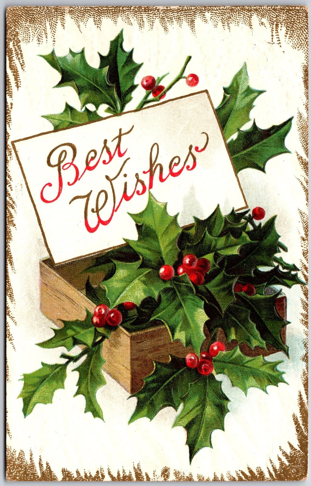 1913 Best Wishes Christmas Birthday Holiday Greetings Card Posted Postcard