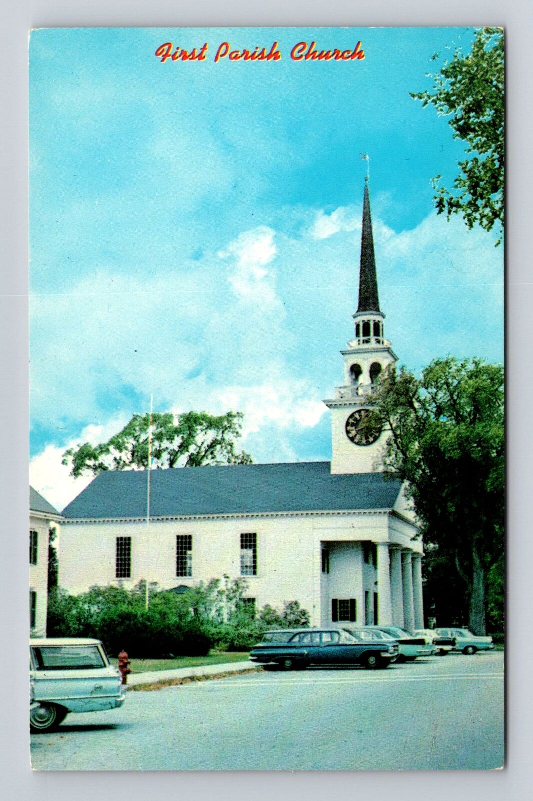 Billerica MA-Massachusetts, First Parish Church, Antique Vintage Postcard