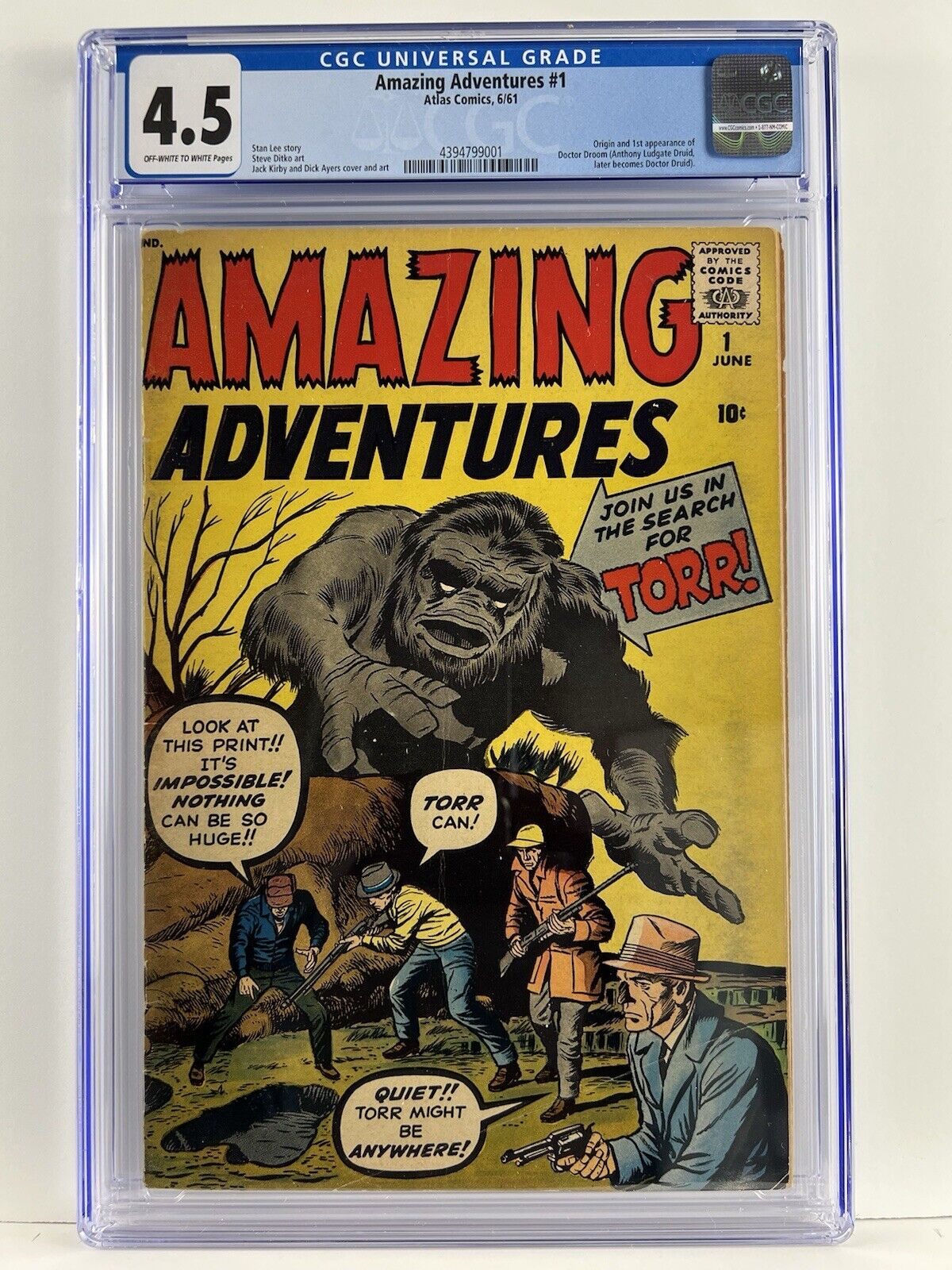 Amazing Adventures #1 (June 1961, Atlas Comics) Rare, CGC 4.5, 1st Doctor Droom