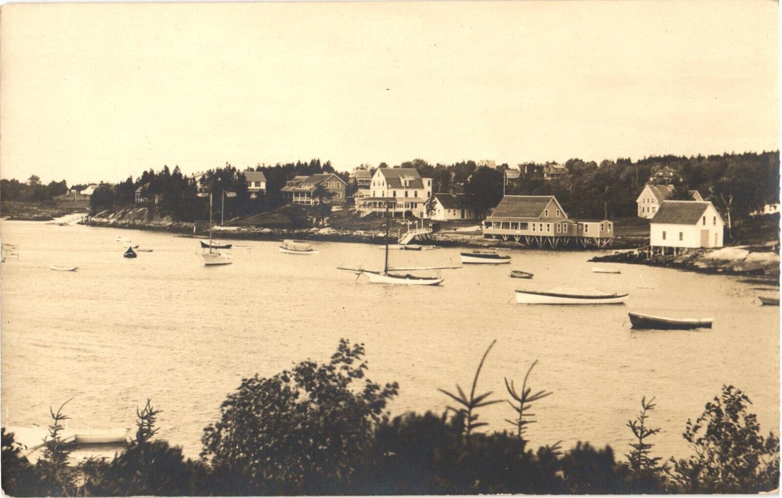 Bird's Eye View of Boats And Houses By The Sea, An Old Photograph Postcard