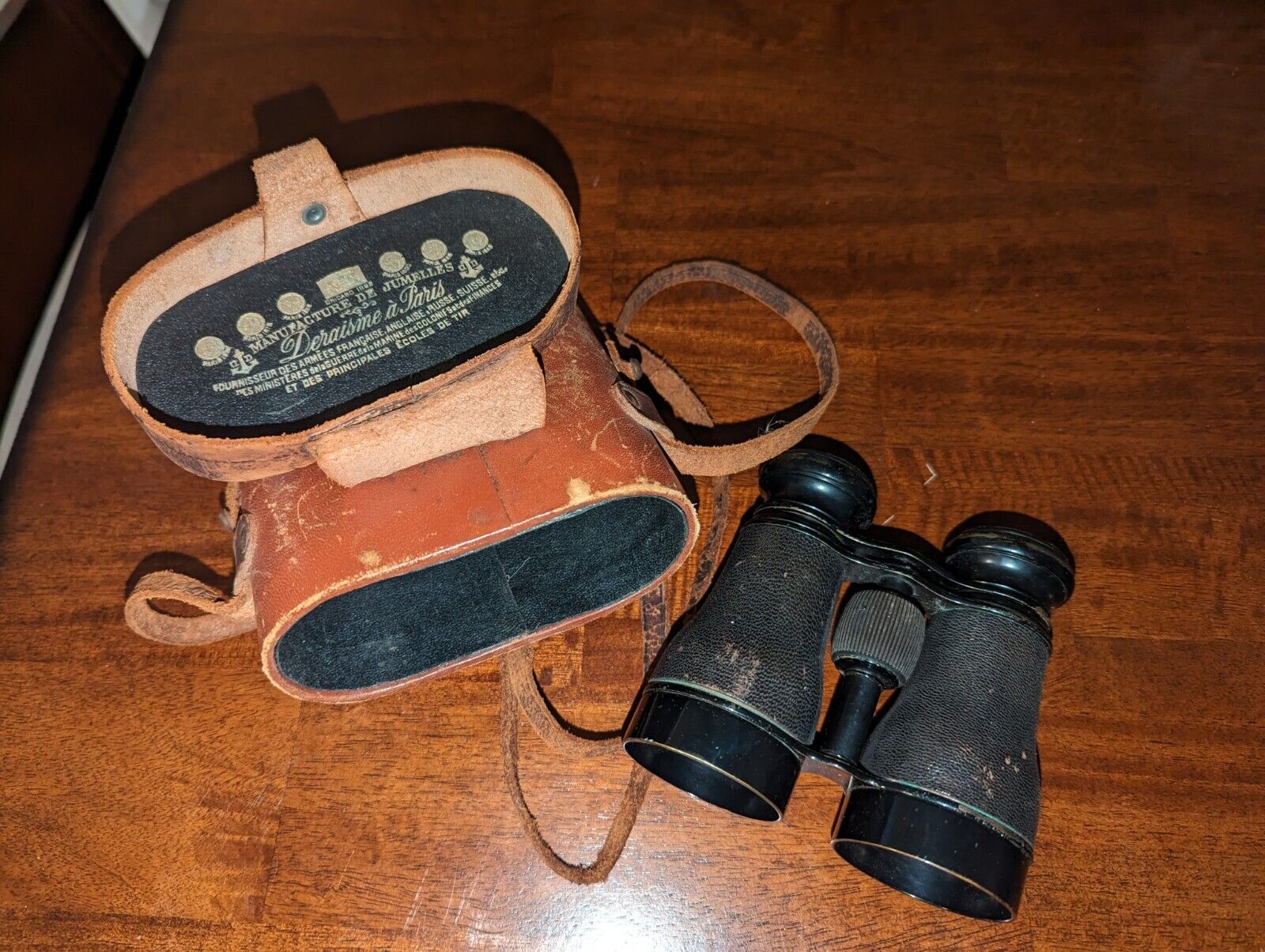 Antique French Binoculars WW1 Deraisme Paris Militaire 71085 France With Case