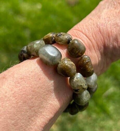 2 Labradorite Stretchy Tumbled Stones Bracelets 8\