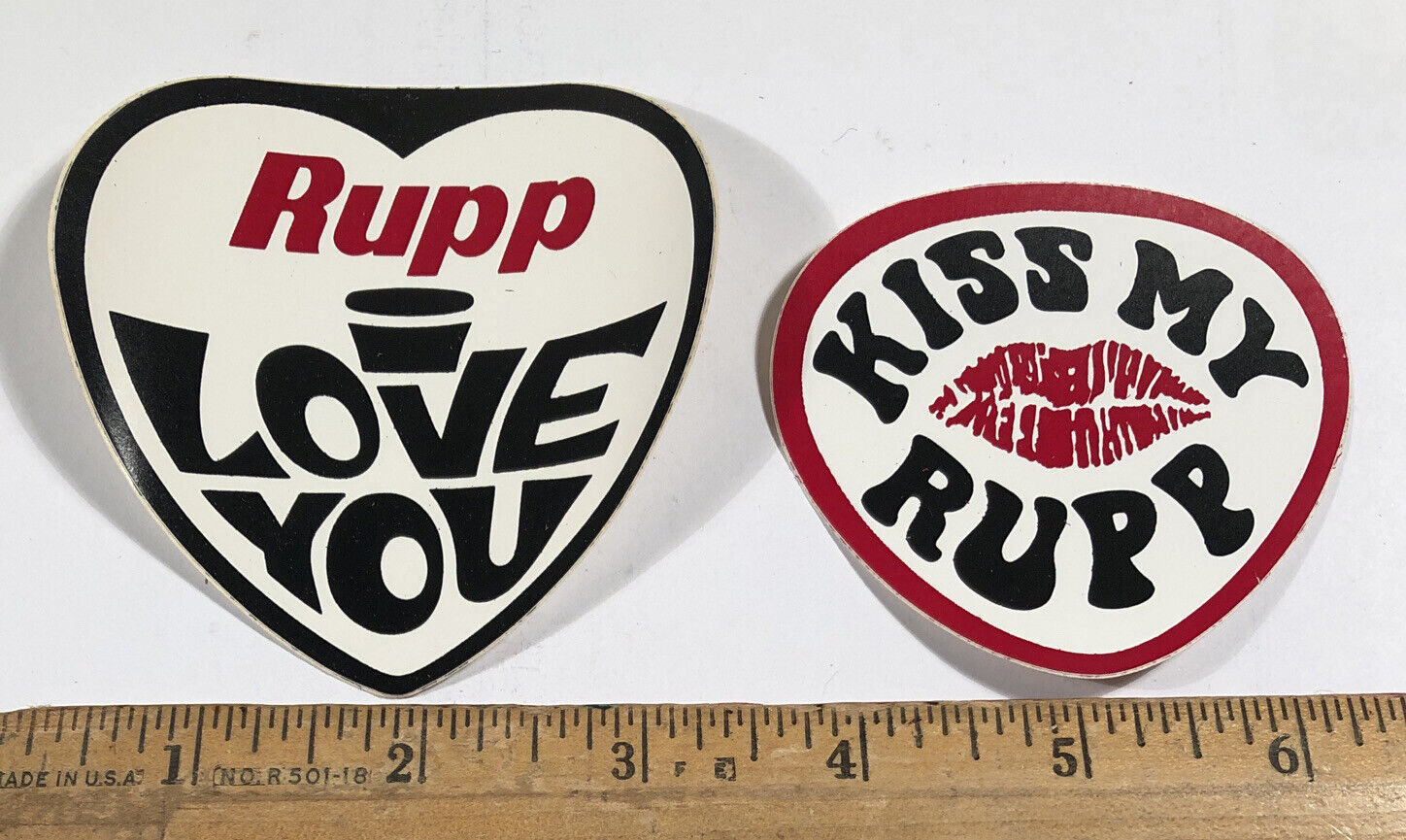 Vintage Lot Of 2 Rupp Snowmobile Decal Sticker I Love You Kiss My Rupp 1970s NOS