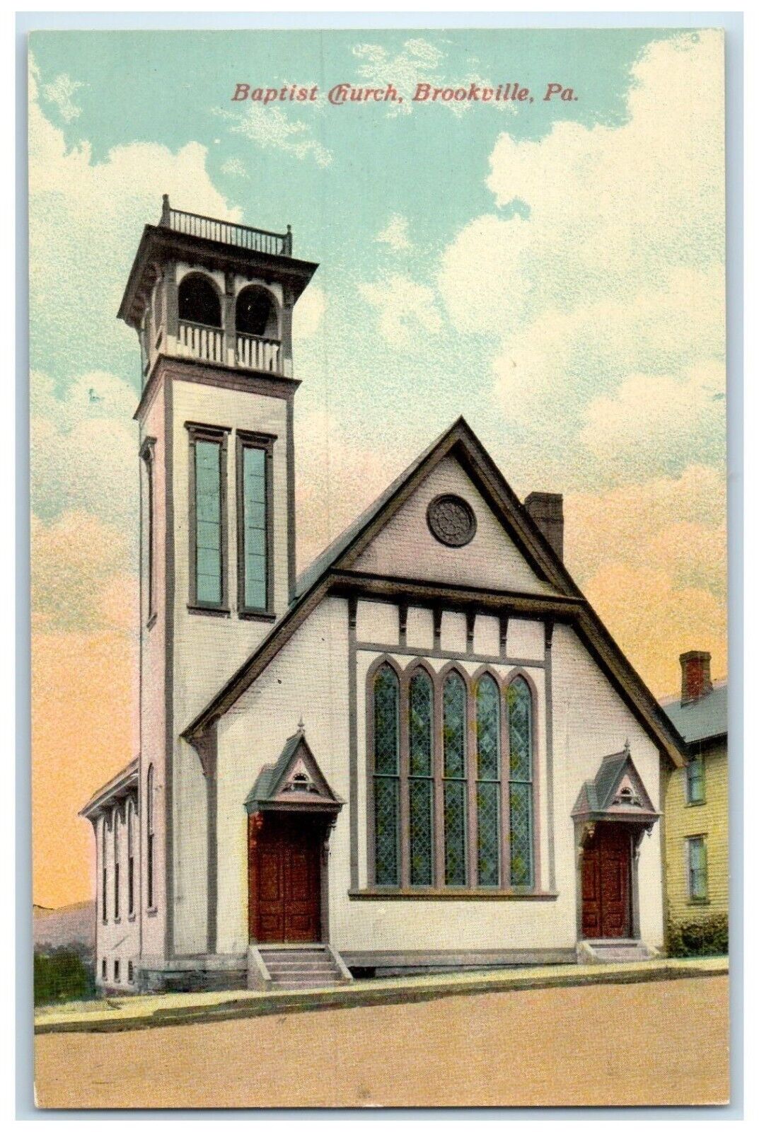 c1905 Baptist Church Chapel Exterior Building Brookville Pennsylvania Postcard