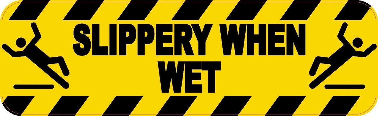 10in x 3in Symbol Slippery When Wet Magnet Car Truck Vehicle Magnetic Sign