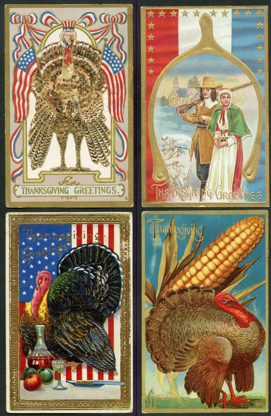 Thanksgiving Turkey Postcard Collection Lot of 24 Early 1900s w/ Tucks