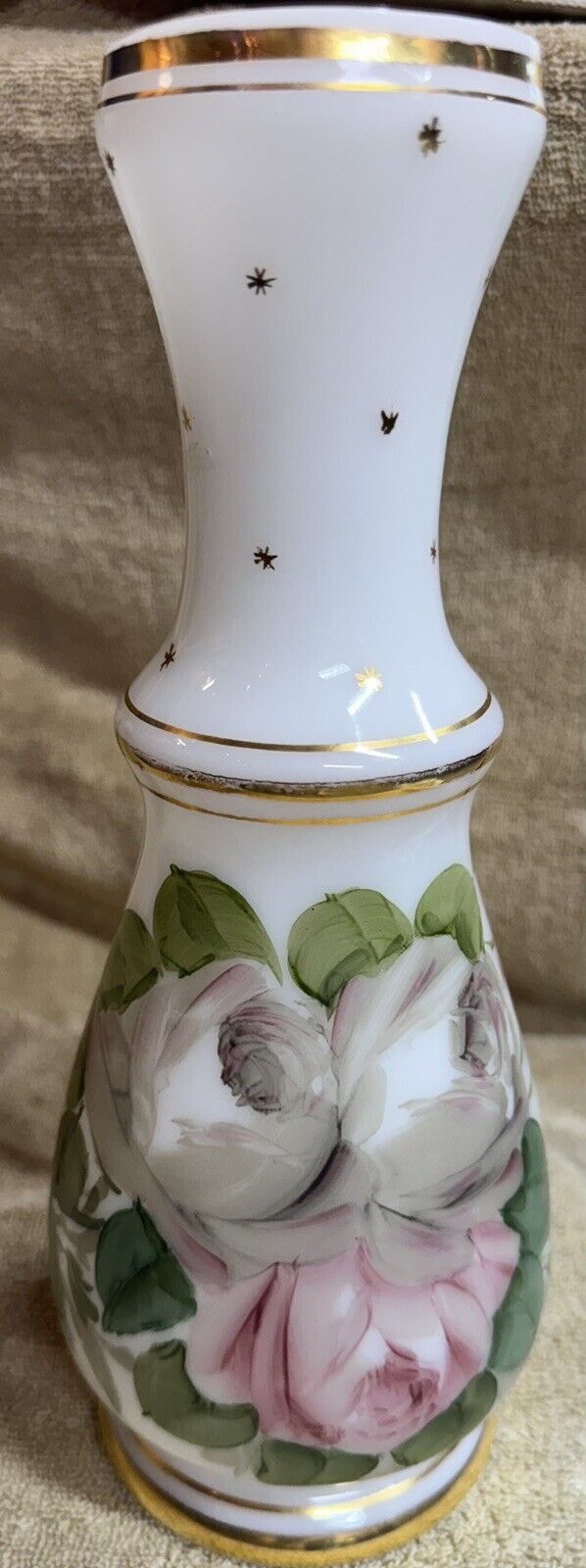 Antique Victorian Charleton Collection White Bristol Hand Blown Glass Vase RARE