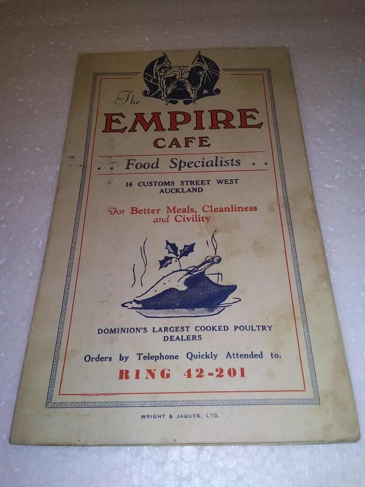 Antique The Empire Cafe Cooked Poultry Food Specialists Auckland Menu