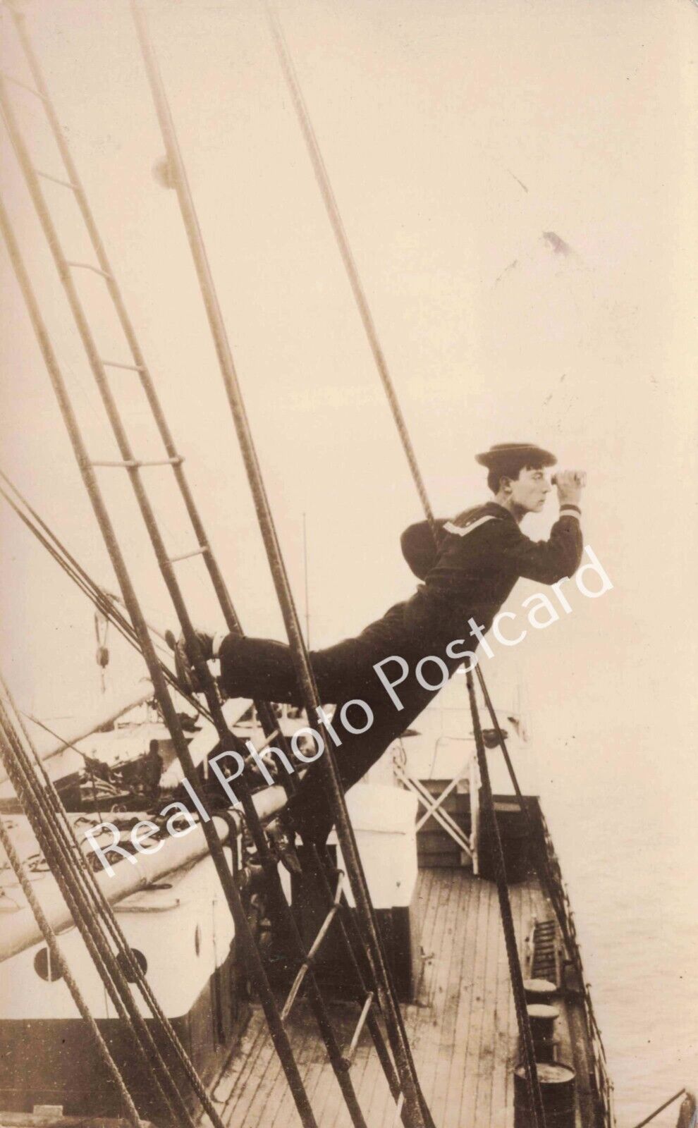 RPPC Actor Buster Keaton Silent Film Navigator Standard Size Vintage Postcard