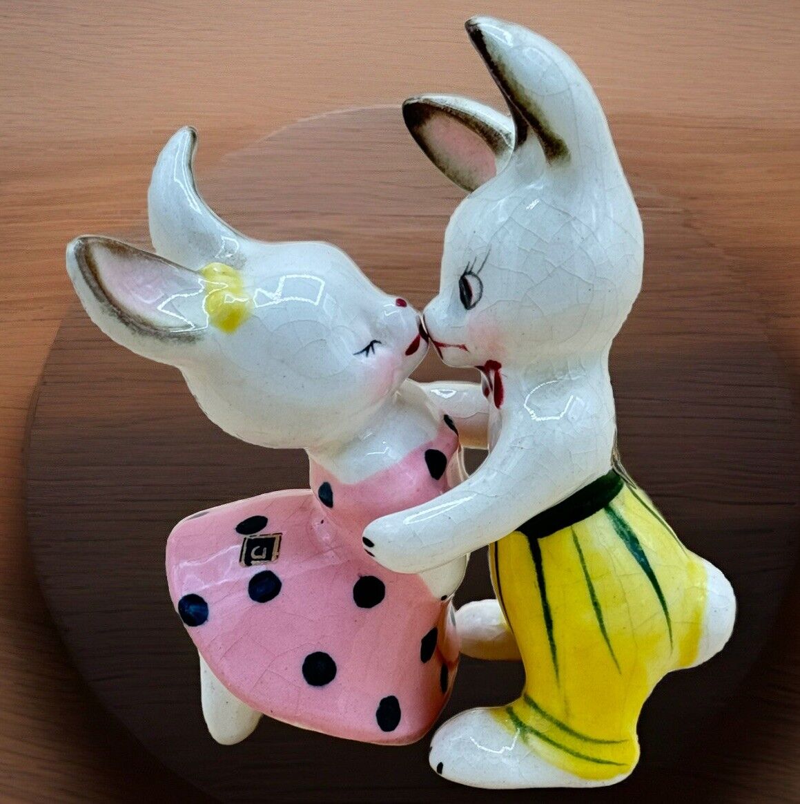 Vintage Dancing Bunny Salt & Pepper Shakers Kitschy Cute Rabbits Anthropomorphic