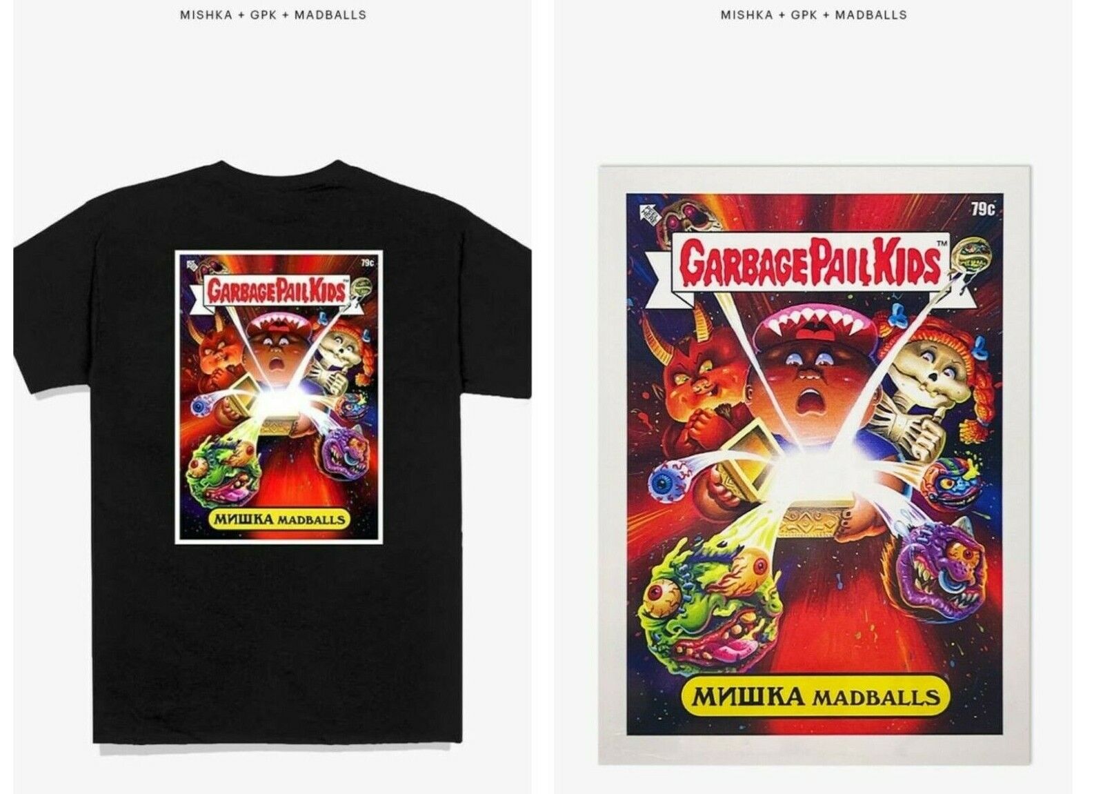MISHKA/GPK/MADBALLS Exclusive Tee/T Shirt & Card X Large/XL Garbage Pail Kids 
