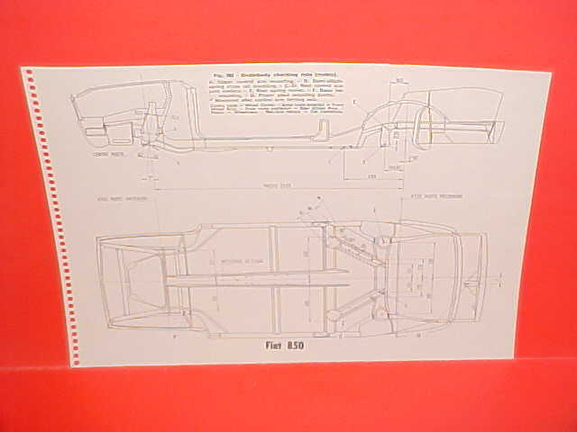 1968 FIAT 850 SPIDER CONVERTIBLE 1964-67 1100 1100D SEDAN FRAME DIMENSION CHART