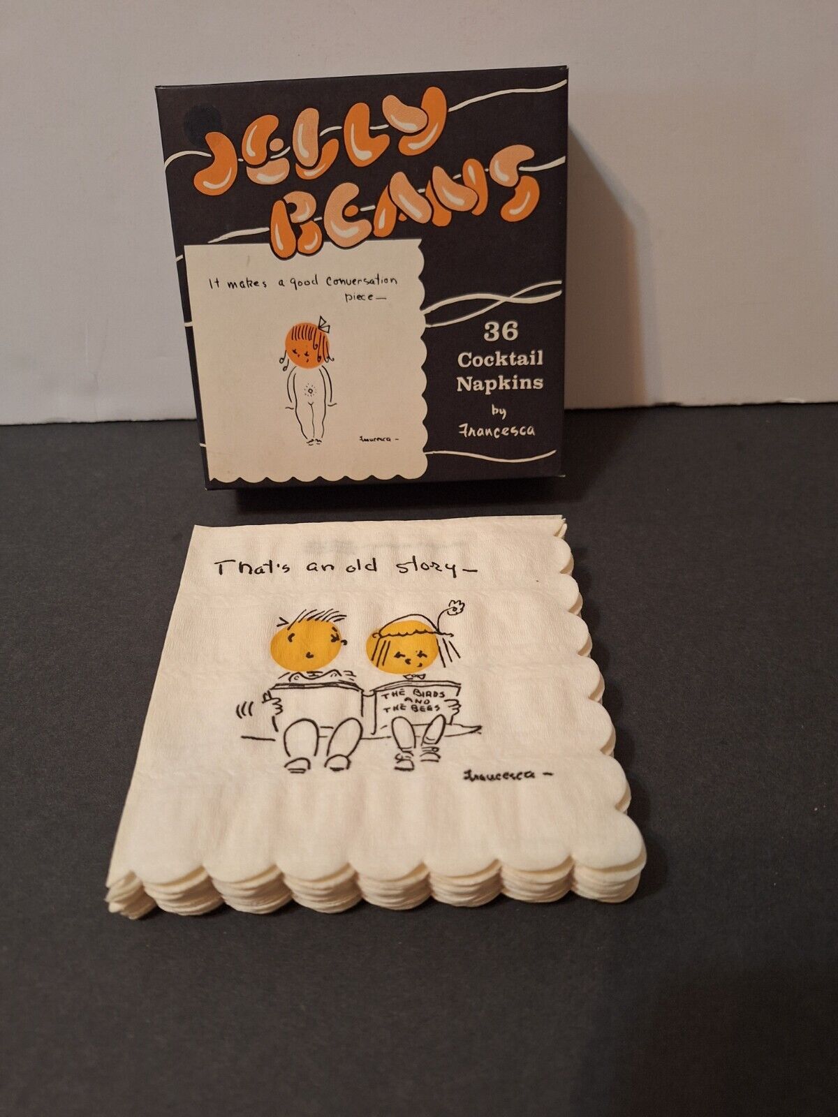  Vtg 1960s~ JELLY BEANS Adult Humor Cocktail Bar NAPKINS~ Box 16 Count Assorted