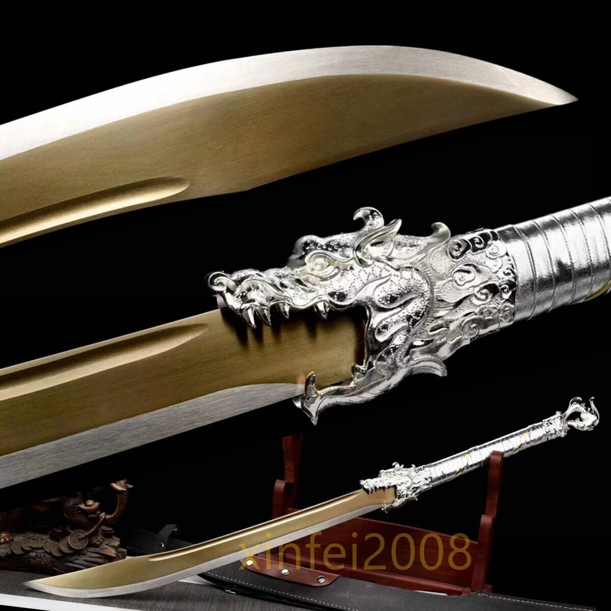 Handmade Cosplay Sword Chinese Dragon Broadsword Sharp 1095 Carbon Steel Blade