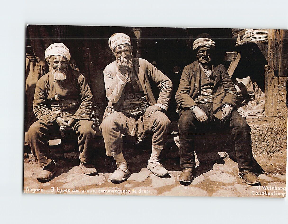 Postcard 3 Types Of Old Merchants Of Sheets Angora