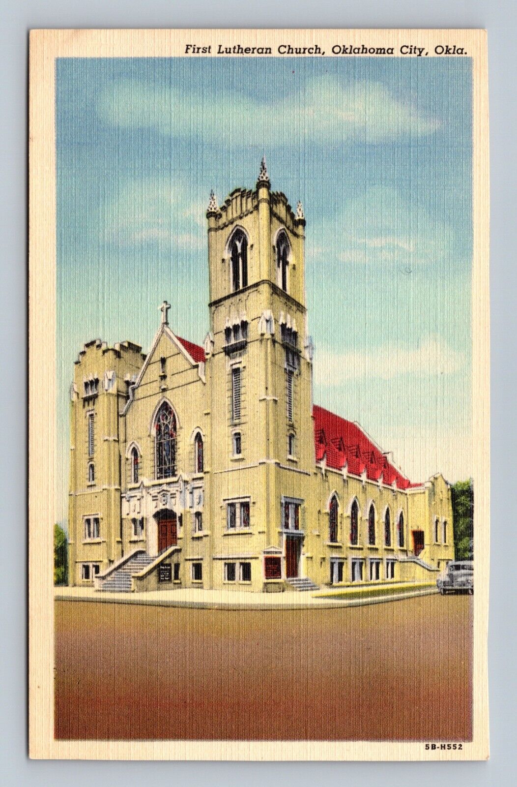Postcard OK Oklahoma City First Lutheran Church Linen