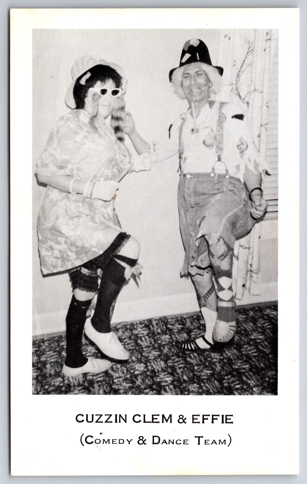 Bloomington Indiana~Cuzzin Clem & Effie~Clown Comedy & Dance Team~c1950 B&W PC