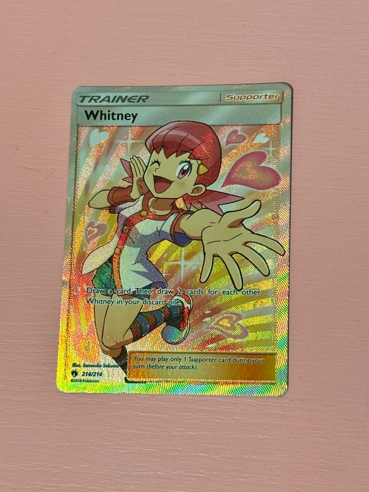 Pokemon TCG Whitney 214/214 S&M Lost Thunder Full Art Trainer Card