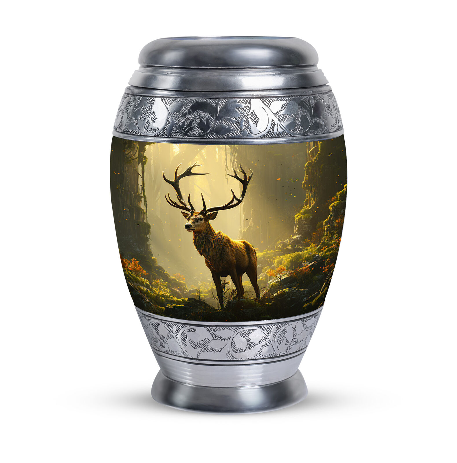 Ashes Urns Realistic Deer With Forest (10 Inch) Large Urn