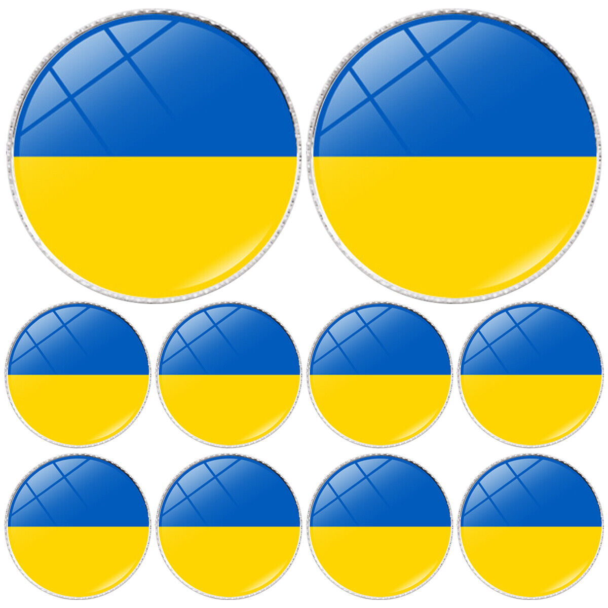 10Pcs Metal Ukrainian Flag Badge 25MM Blue and Yellow Ukrainian Flag HeInt◰