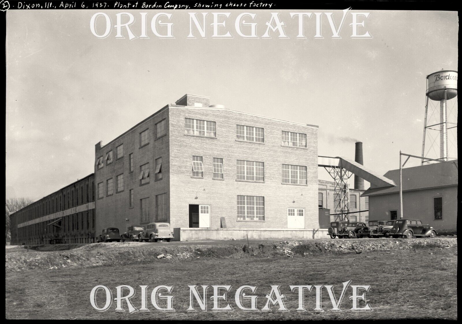 1930s Photo Neg Dixon IL Illinois Borden Milk Plant Cheese Factory 5x7\