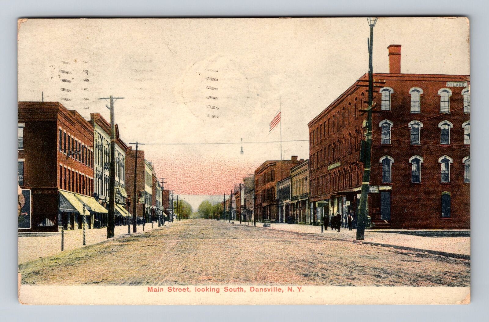 Dansville NY-New York Main Street Looking South, Antique, Vintage c1911 Postcard