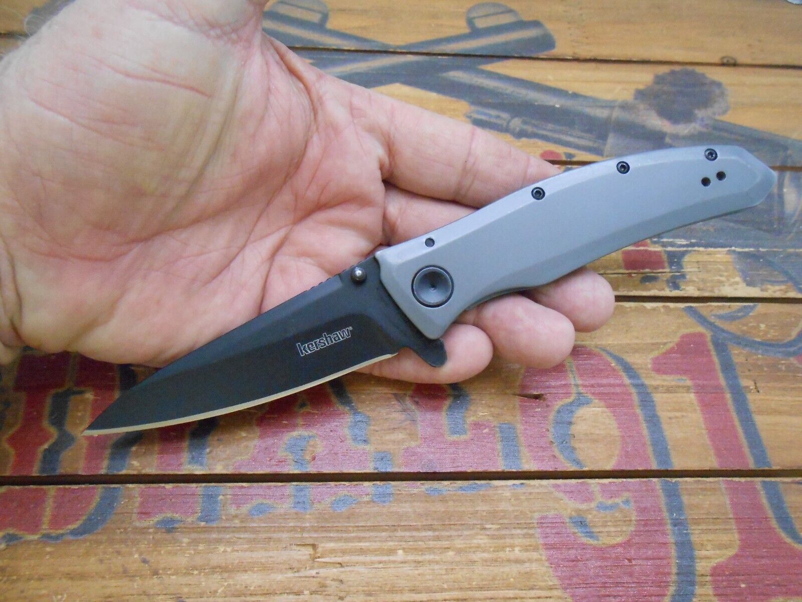 Kershaw Grid 2200 Assisted Open Knife Frame Lock Plain Edge Blade
