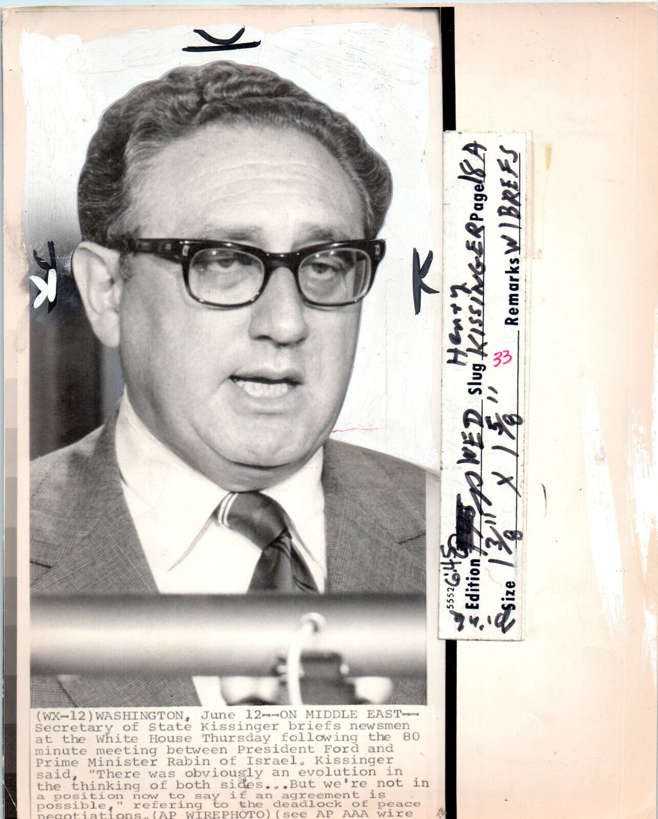 Henry Kissinger Orig 1970s PRESS PHOTO