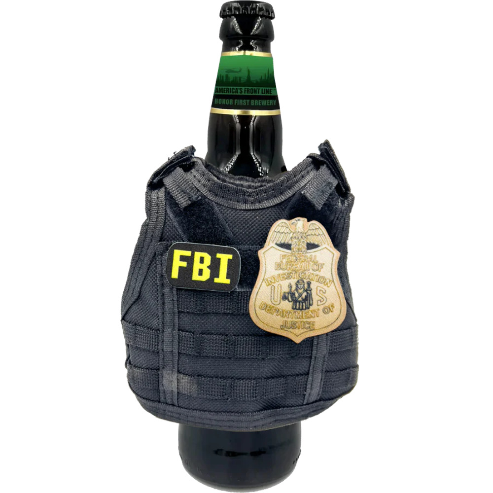 BL1-014 FBI SPECIAL AGENT Tactical Beverage Bottle or Can Cooler Vest with remov